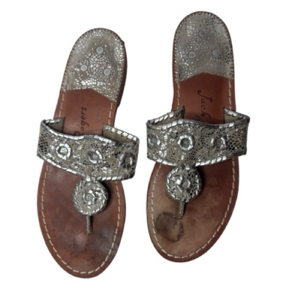 Jack Rogers Silver Embellished Women's Sandals. Size 9.